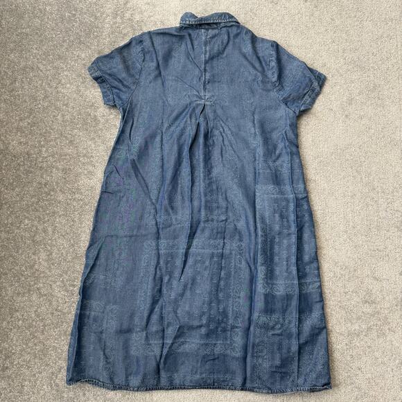 J Jill Denim Shirt Dress Womens Small Short Sleeve Button Front Tencel Lyocell - Picture 9 of 11